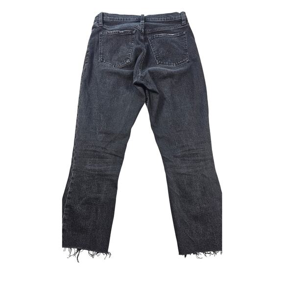 The skinny high rise RAW HEM CUT OFF grunge emo black wash jeans 90s 0 SHORT 25 - Picture 3 of 6